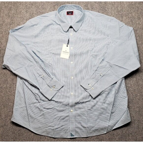 UNTUCKit Hildalgo WF Shirt Mens 3XL Blue Check Long Sleeve Button Up Cotton New - Picture 1 of 10